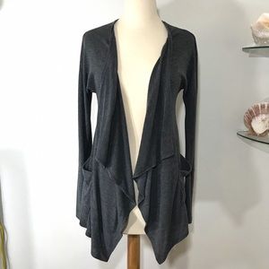 Pretty Good Gray Open cascade front Cardigan